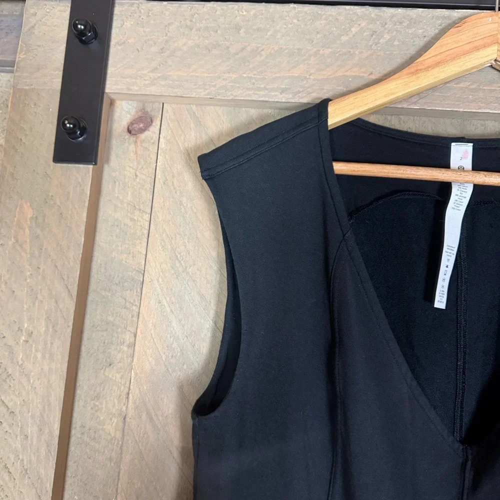 Lululemon Athletica French Terry v-neck romper Black Size 2 - Picture 7 of 15